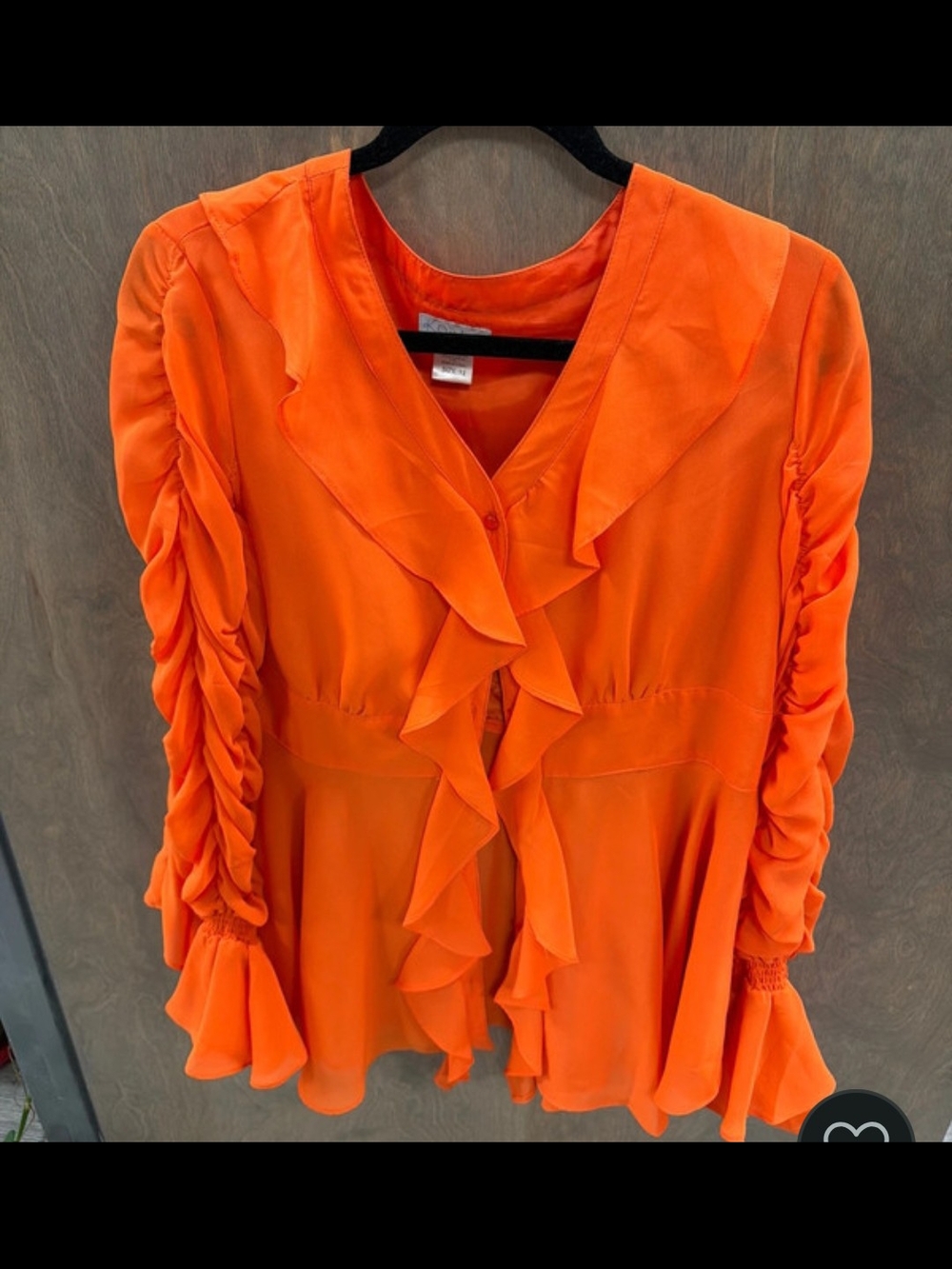 K Jordan Vibrant Orange Ruffle Front Blouse